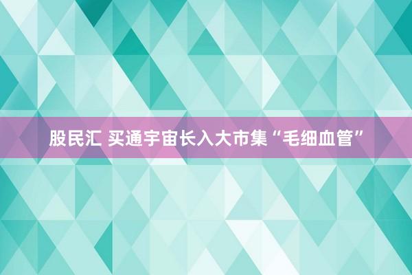 股民汇 买通宇宙长入大市集“毛细血管”