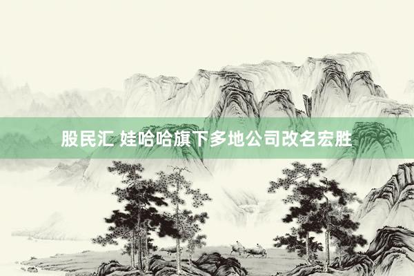 股民汇 娃哈哈旗下多地公司改名宏胜