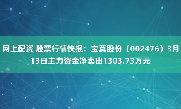 网上配资 股票行情快报：宝莫股份（002476）3月13日主力资金净卖出1303.73万元