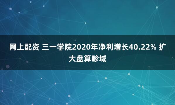 网上配资 三一学院2020年净利增长40.22% 扩大盘算畛域