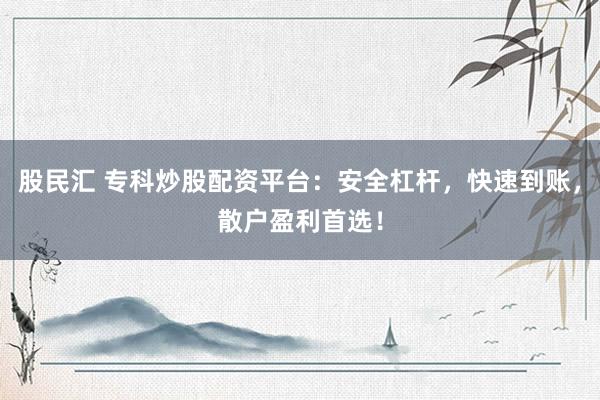 股民汇 专科炒股配资平台：安全杠杆，快速到账，散户盈利首选！
