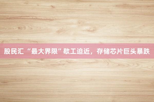 股民汇 “最大界限”歇工迫近，存储芯片巨头暴跌